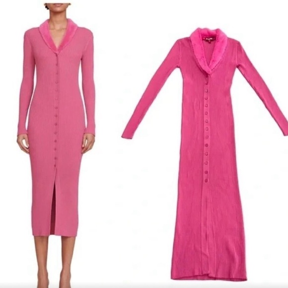 STAUD Celina Pink Ribbed Midi Maxi Dress S NWT - Faux Fur Collar 90s Y2K
Trend - Picture 2 of 7